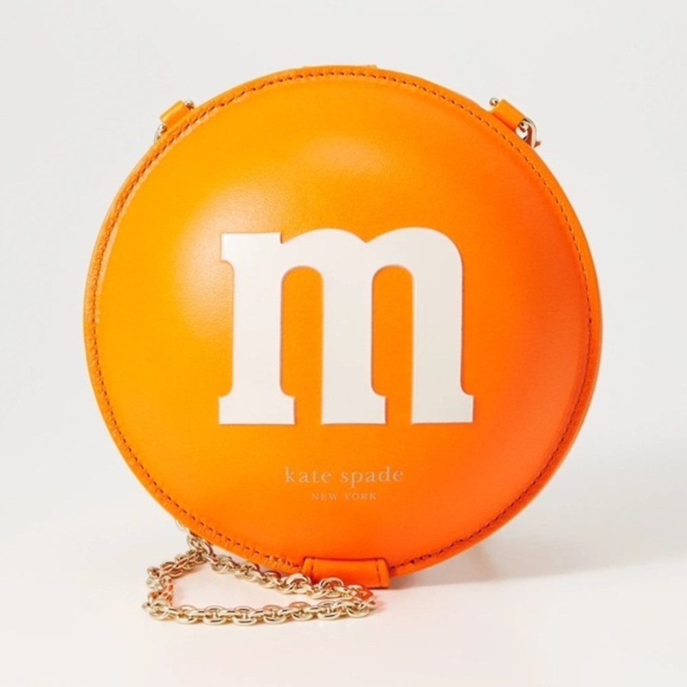 Kate Spade Orange M&M's 3D mini Embellished Leather Crossbody bag RARE